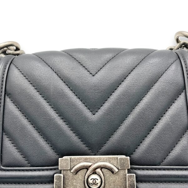 Boy Shoulder Bag Small Black in Calfskin, Ruthenium hardware - Image 7