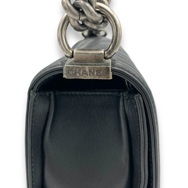 Boy Shoulder Bag Small Black in Calfskin, Ruthenium hardware - Image 8