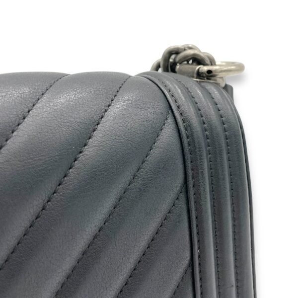 Boy Shoulder Bag Small Black in Calfskin, Ruthenium hardware - Image 9