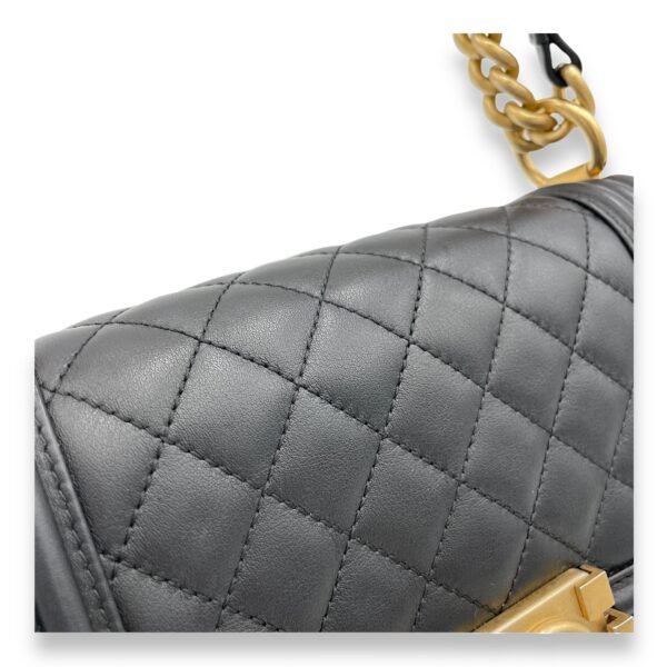 Boy Small Black Crossbody Bag in Calfskin, Brushed Gold hardware - Image 8