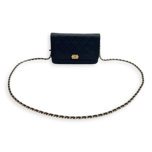 Boy Wallet On Chain Black in Caviar Leather, Gold hardware - Image 14