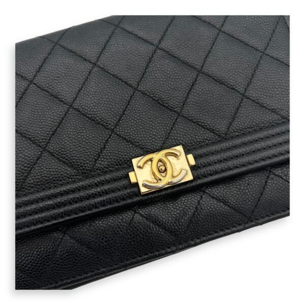 Boy Wallet On Chain Black in Caviar Leather, Gold hardware - Image 9