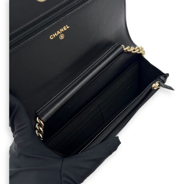 Boy Wallet On Chain Black in Lambskin, Gold hardware - Image 10