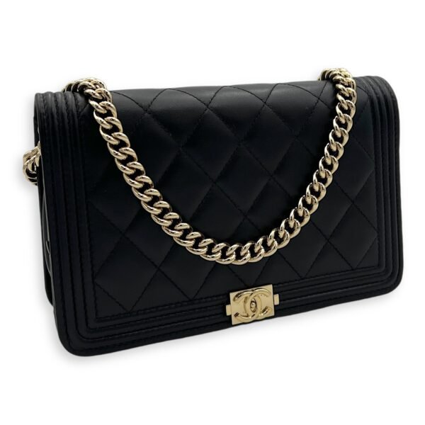 Boy Wallet On Chain Black in Lambskin, Gold hardware - Image 3