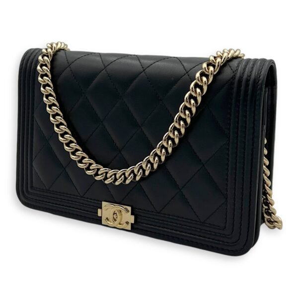 Boy Wallet On Chain Black in Lambskin, Gold hardware - Image 4