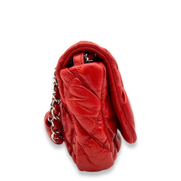 Bubble Quilt Red Shoulder Bag in Lambskin, Palladium hardware - Image 3
