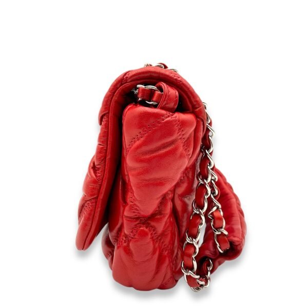 Bubble Quilt Red Shoulder Bag in Lambskin, Palladium hardware - Image 4