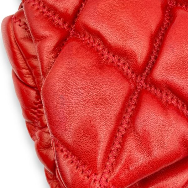 Bubble Quilt Red Shoulder Bag in Lambskin, Palladium hardware - Image 7