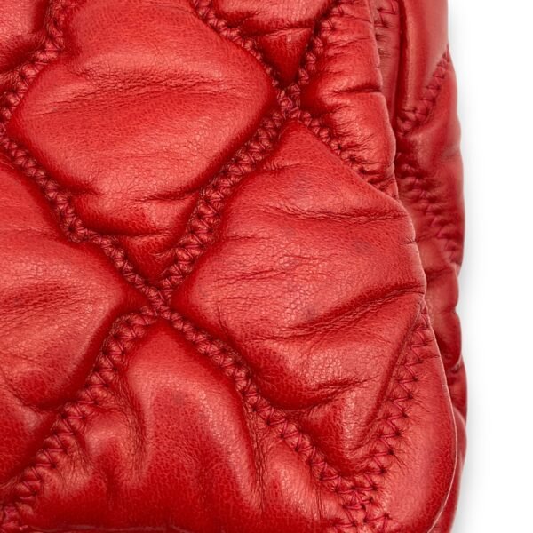 Bubble Quilt Red Shoulder Bag in Lambskin, Palladium hardware - Image 8