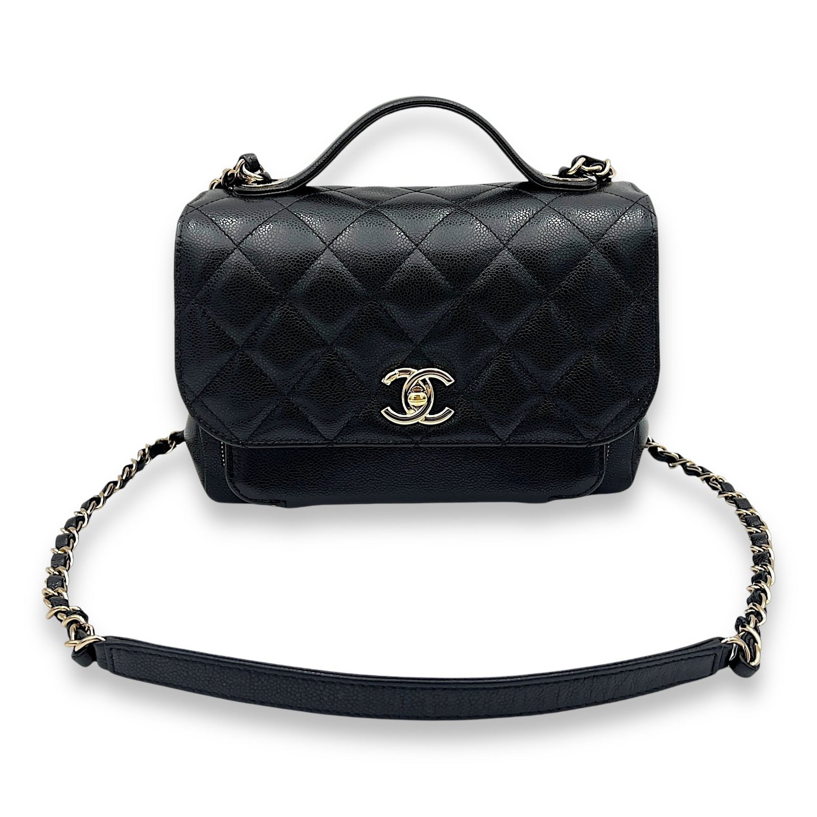 Business Affinity Medium Top handle bag in Caviar leather, Gold Hardware - Image 7
