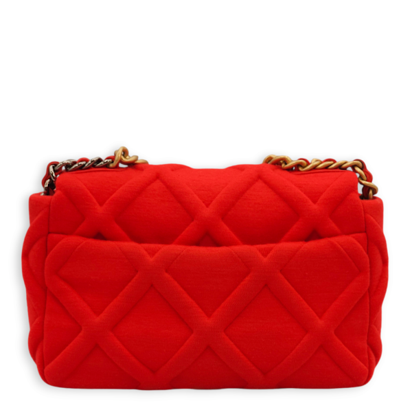 C19 Flap Small Red Shoulder Bag in Jersey, 3-Tone hardware - Image 3