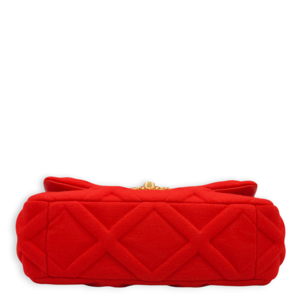 C19 Flap Small Red Shoulder Bag in Jersey, 3-Tone hardware - Image 6