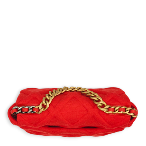 C19 Flap Small Red Shoulder Bag in Jersey, 3-Tone hardware - Image 7