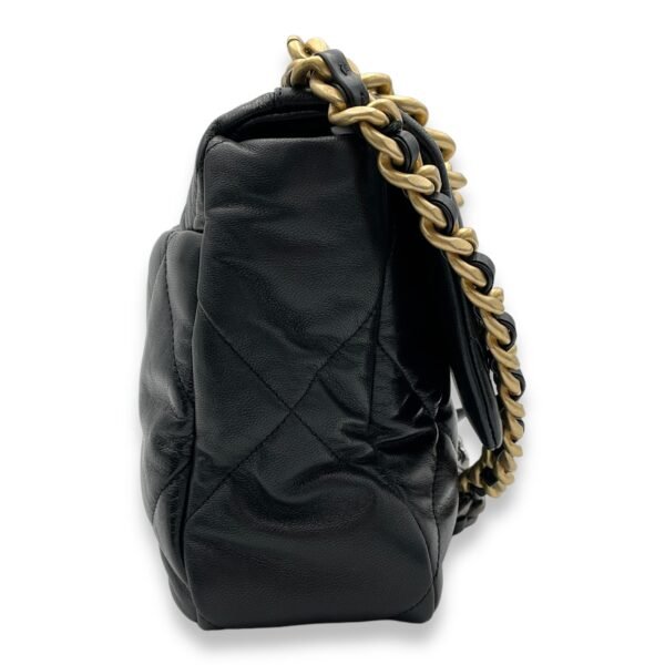 C19 Large Black Crossbody Bag in Goat Leather, Gold hardware - Image 3