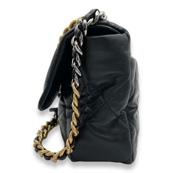 C19 Large Black Crossbody Bag in Goat Leather, Gold hardware - Image 4
