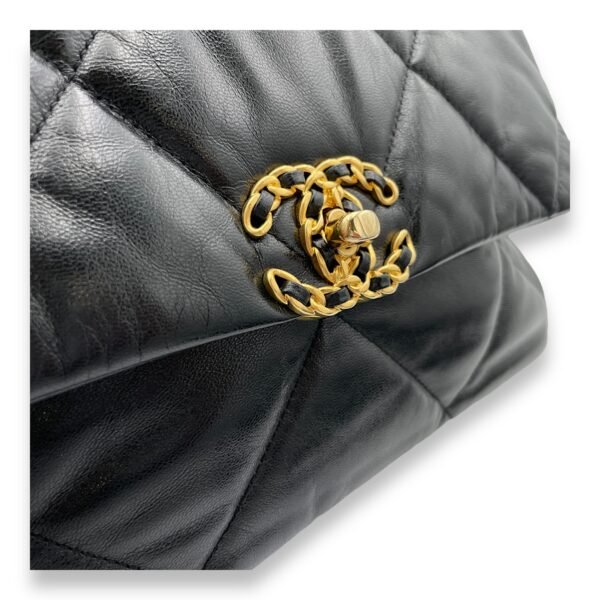 C19 Large Black Crossbody Bag in Goat Leather, Gold hardware - Image 6