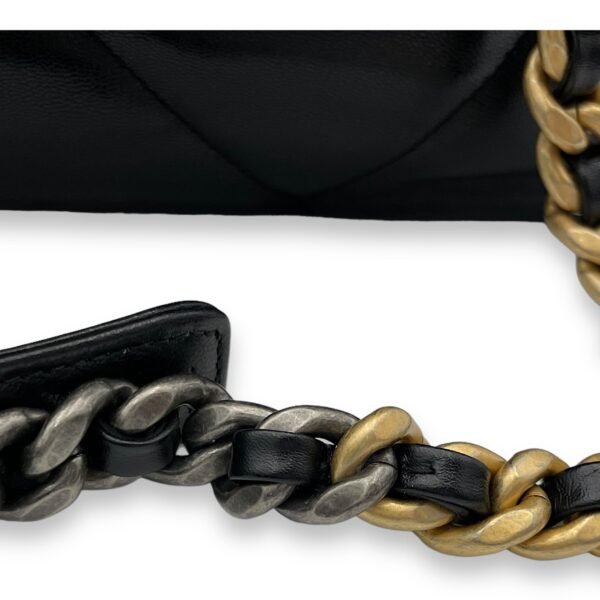 C19 Large Black Crossbody Bag in Goat Leather, Gold hardware - Image 7