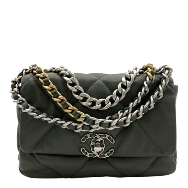 C19 Shoulder Bag Small Green in Lambskin, Mixed hardware