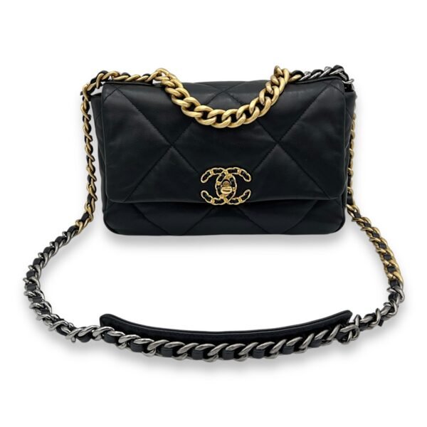C19 Small Black Shoulder Bag in Lambskin, Mixed hardware - Image 8