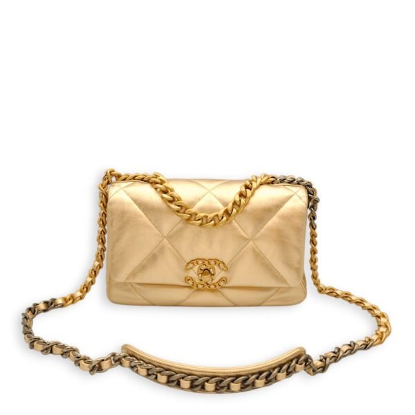 C19 Small Metallic Gold Crossbody Bag in Lambskin, 3-Tone hardware - Image 2