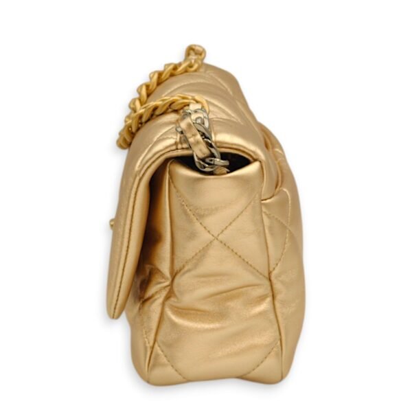C19 Small Metallic Gold Crossbody Bag in Lambskin, 3-Tone hardware - Image 4