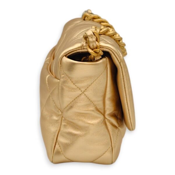 C19 Small Metallic Gold Crossbody Bag in Lambskin, 3-Tone hardware - Image 5