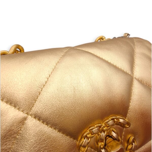 C19 Small Metallic Gold Crossbody Bag in Lambskin, 3-Tone hardware - Image 7