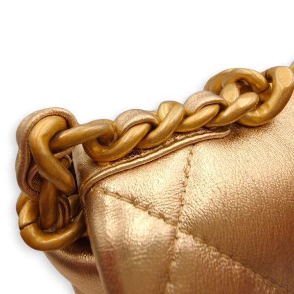 C19 Small Metallic Gold Crossbody Bag in Lambskin, 3-Tone hardware - Image 8