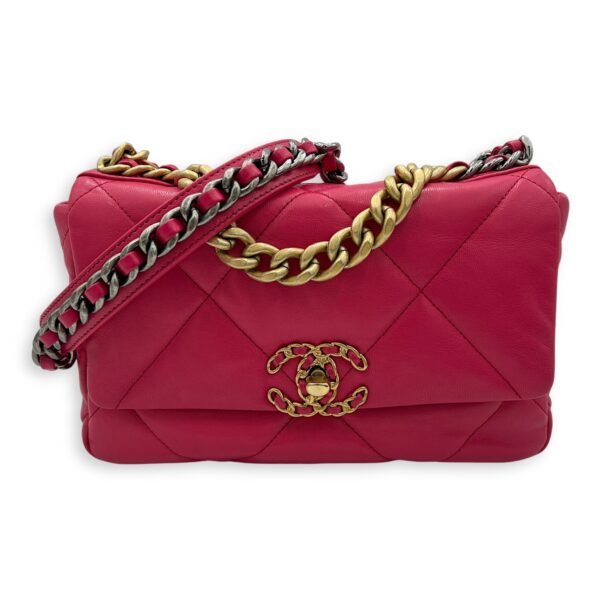 C19 Small Pink Crossbody Bag in Goat Leather, Mixed hardware - Image 6