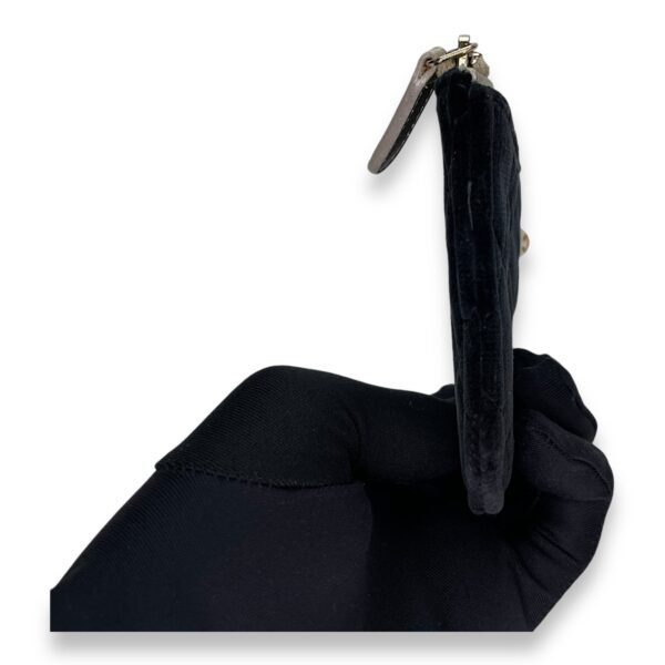 CC Black Pouch in Velvet, Gold hardware - Image 4