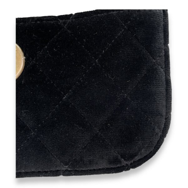 CC Black Pouch in Velvet, Gold hardware - Image 7