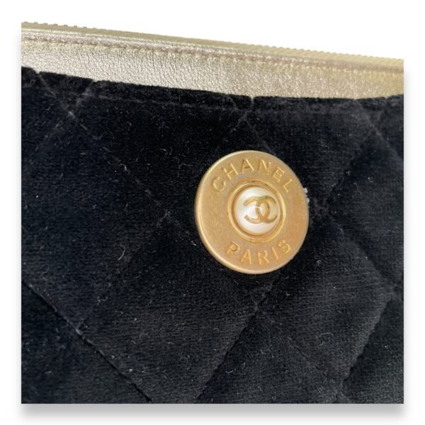 CC Black Pouch in Velvet, Gold hardware - Image 8