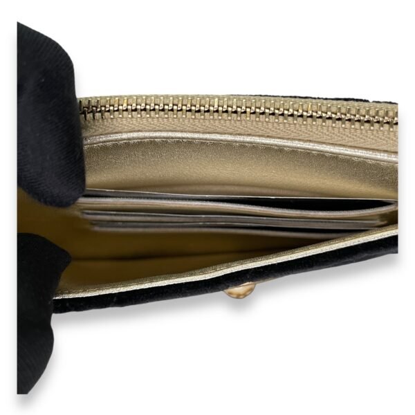 CC Black Pouch in Velvet, Gold hardware - Image 9