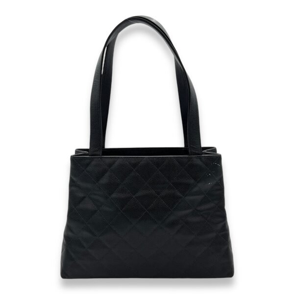 CC Black Tote Bag in Caviar Leather, Silver hardware - Image 2