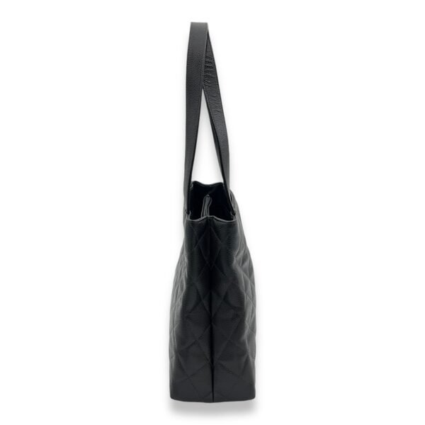 CC Black Tote Bag in Caviar Leather, Silver hardware - Image 3