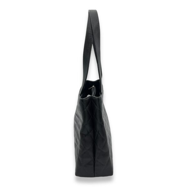 CC Black Tote Bag in Caviar Leather, Silver hardware - Image 4