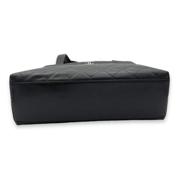 CC Black Tote Bag in Caviar Leather, Silver hardware - Image 5