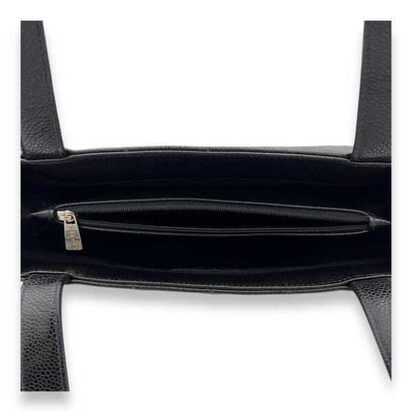 CC Black Tote Bag in Caviar Leather, Silver hardware - Image 6
