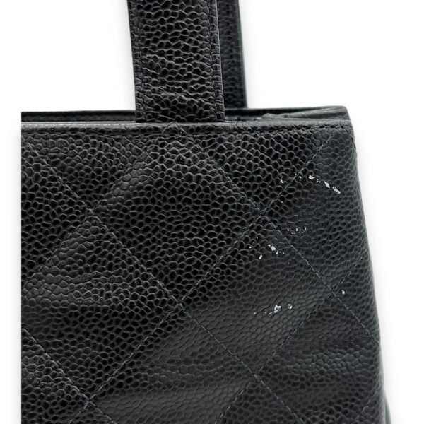 CC Black Tote Bag in Caviar Leather, Silver hardware - Image 8