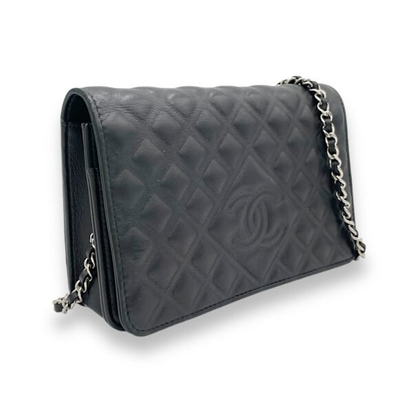 CC Black Wallet On Chain in Lambskin, Silver hardware - Image 3