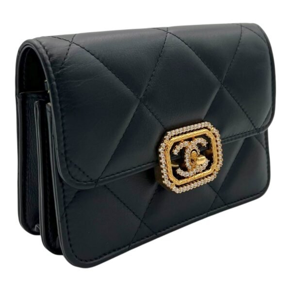 CC Clutch Black in Lambskin, Gold hardware - Image 4