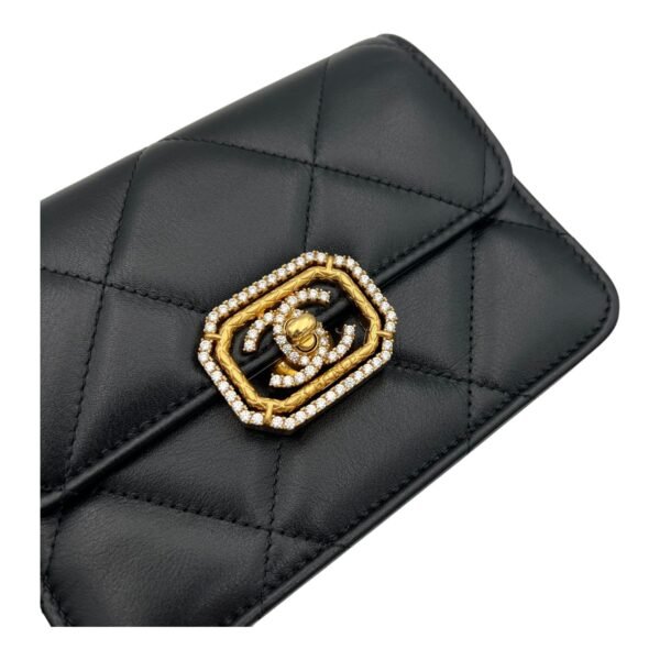 CC Clutch Black in Lambskin, Gold hardware - Image 6