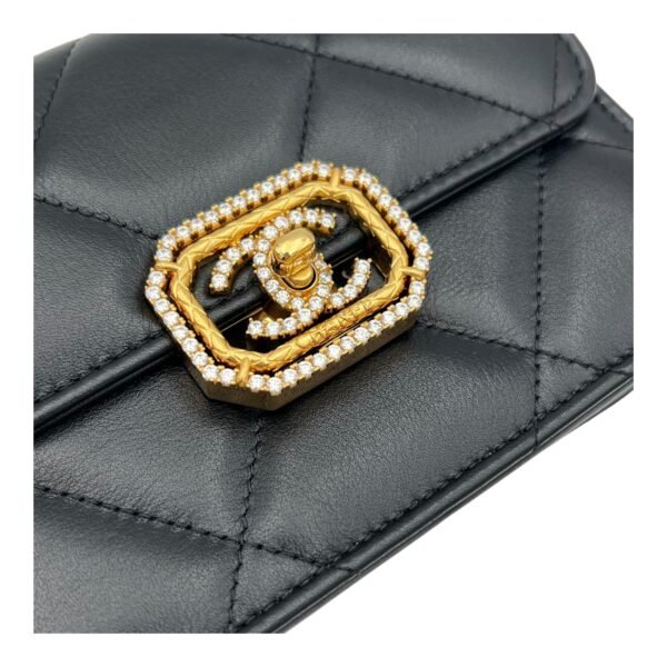 CC Clutch Black in Lambskin, Gold hardware - Image 7
