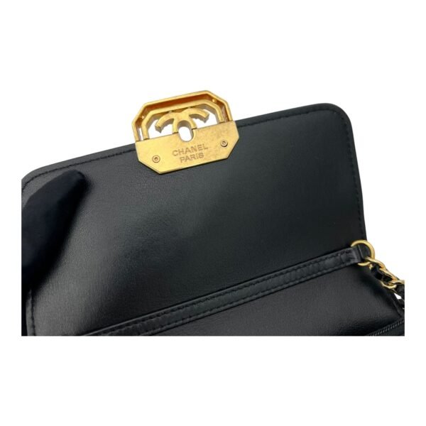 CC Clutch Black in Lambskin, Gold hardware - Image 8