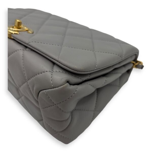 CC Crossbody Bag Grey in Lambskin, Gold hardware - Image 10