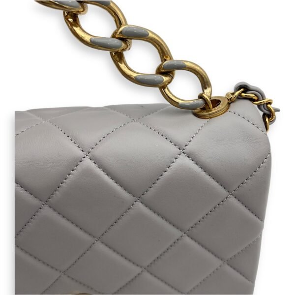 CC Crossbody Bag Grey in Lambskin, Gold hardware - Image 13