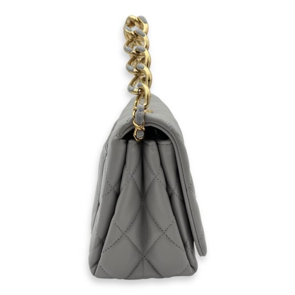 CC Crossbody Bag Grey in Lambskin, Gold hardware - Image 4