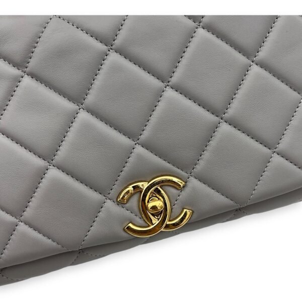 CC Crossbody Bag Grey in Lambskin, Gold hardware - Image 7