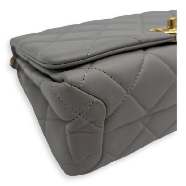 CC Crossbody Bag Grey in Lambskin, Gold hardware - Image 8