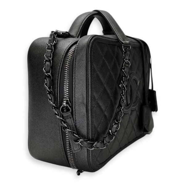 CC Filigree Large Silver Top Handle Bag in Caviar Leather, Silver hardware - Image 3